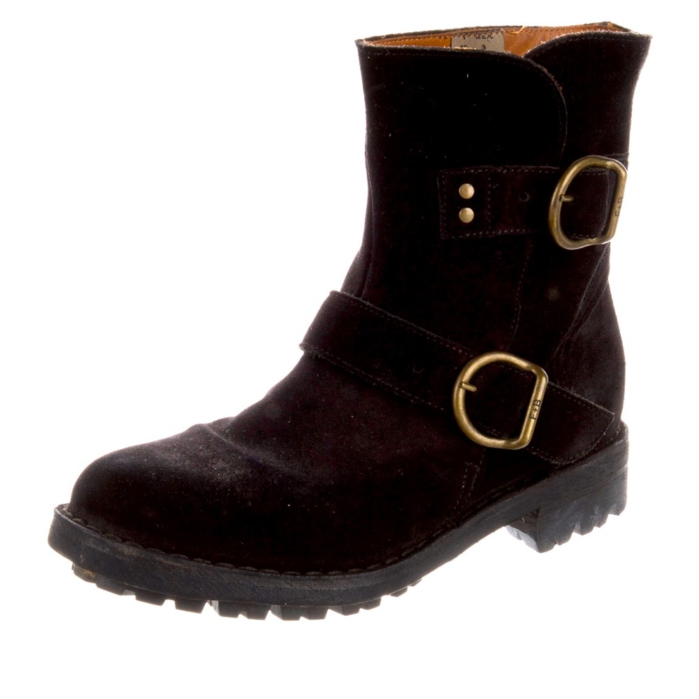 Like NEW Fiorentini + Baker Moto black suede biker combat 36 6 lugg